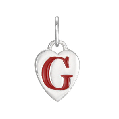 Sterling Silver Enamel Heart Alphabet Letter A Charm