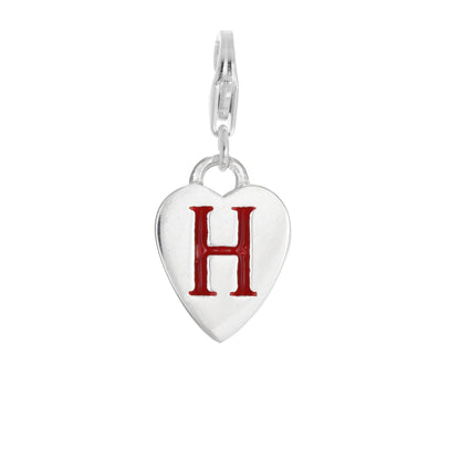Sterling Silver Enamel Heart Alphabet Letter A - Z Charm on Clip