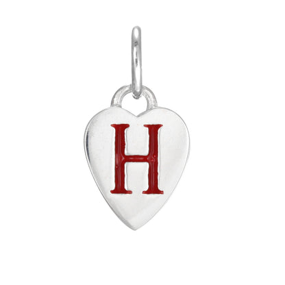 Sterling Silver Enamel Heart Alphabet Letter A Charm