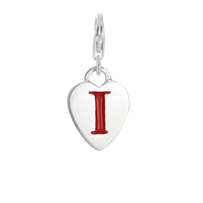 Sterling Silver Enamel Heart Alphabet Letter A - Z Charm on Clip