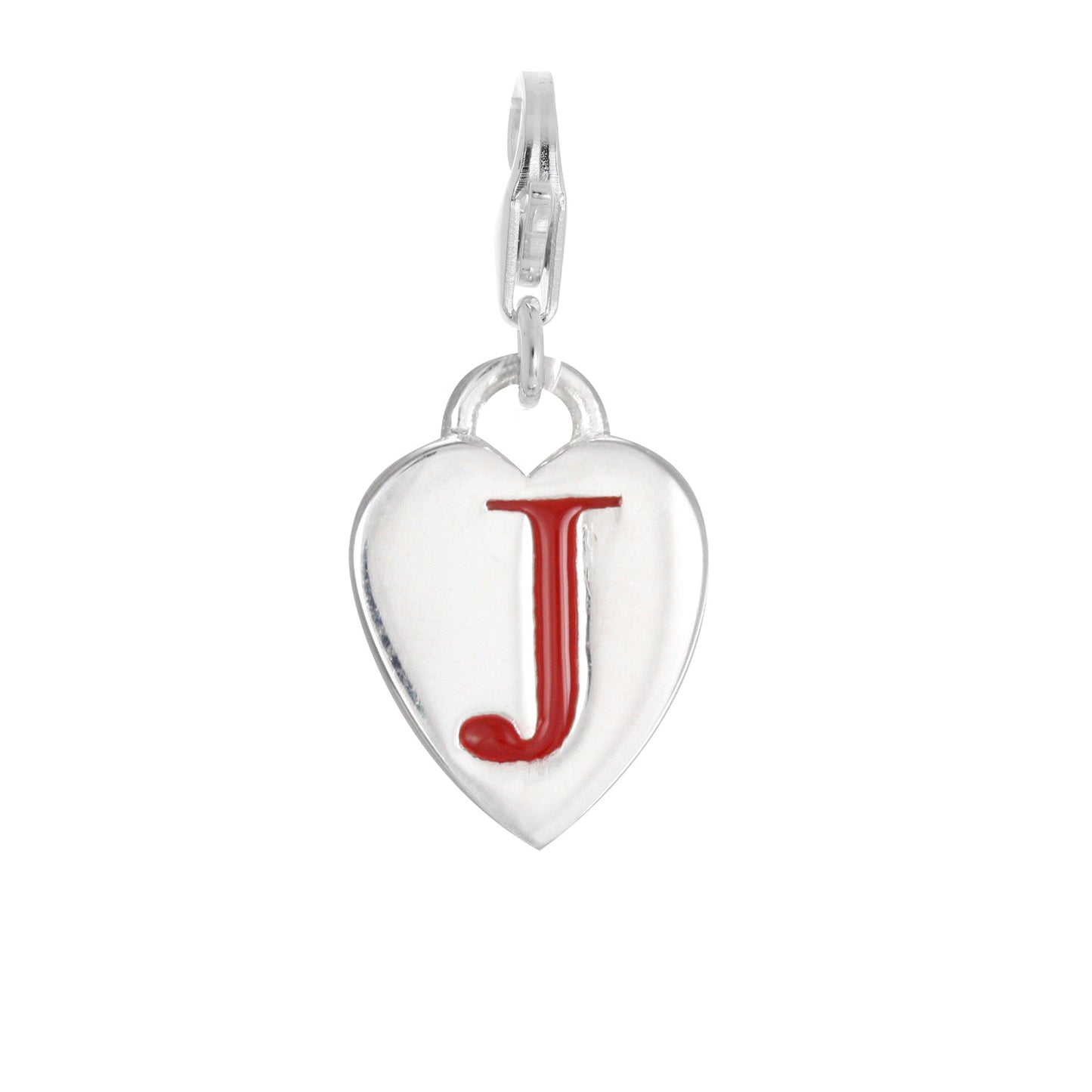 Sterling Silver Enamel Heart Alphabet Letter A - Z Charm on Clip