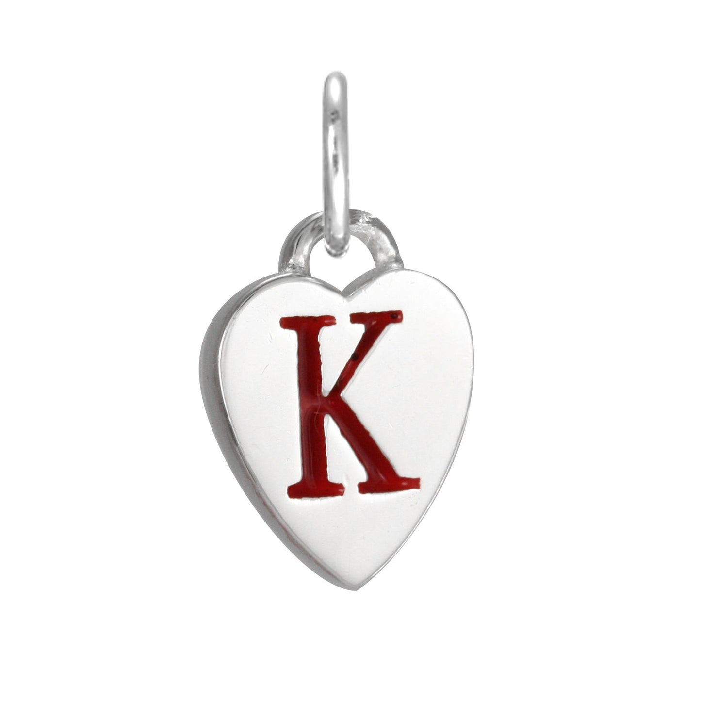 Sterling Silver Enamel Heart Alphabet Letter A Charm