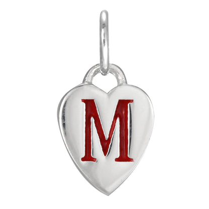Sterling Silver Enamel Heart Alphabet Letter A Charm