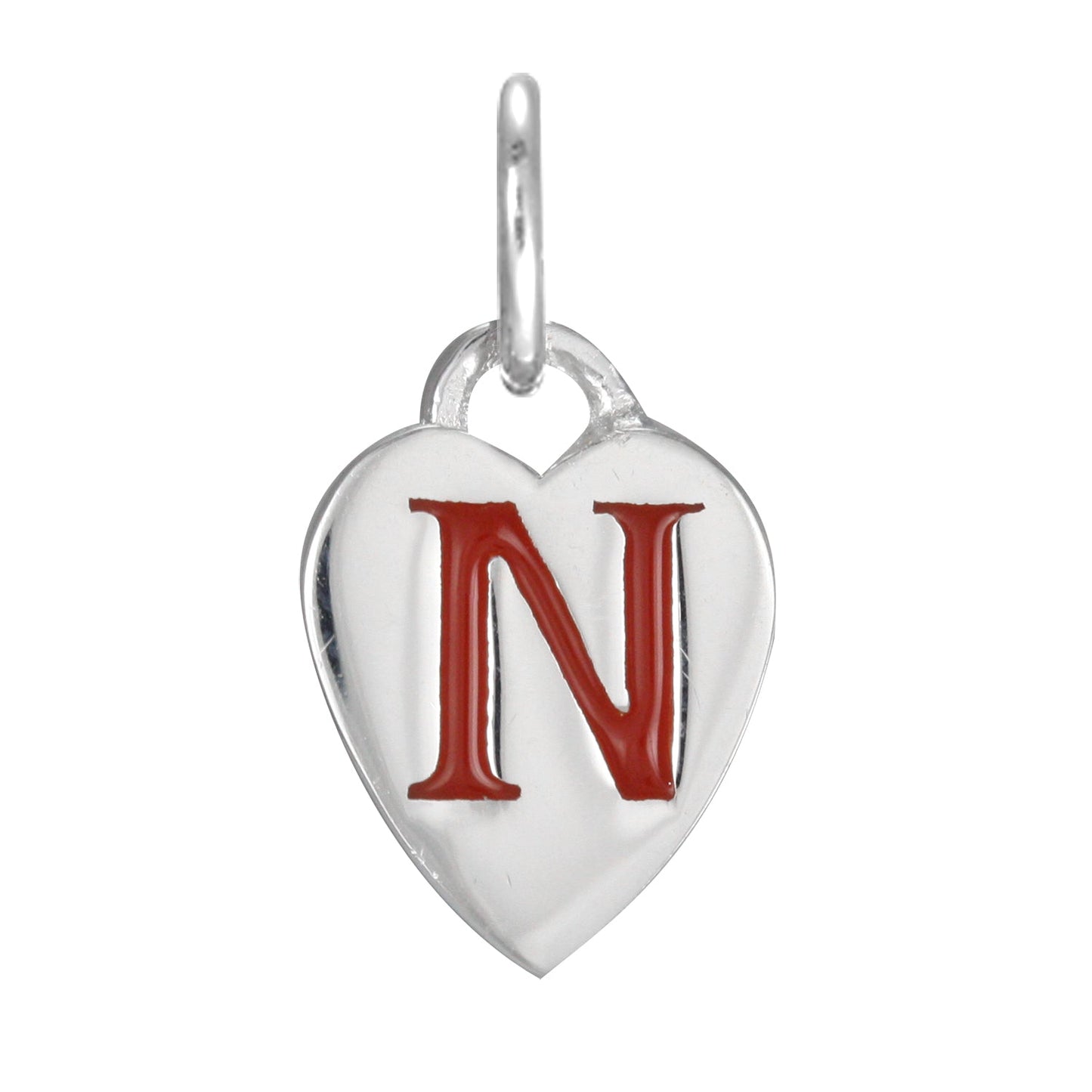 Sterling Silver Enamel Heart Alphabet Letter A Charm