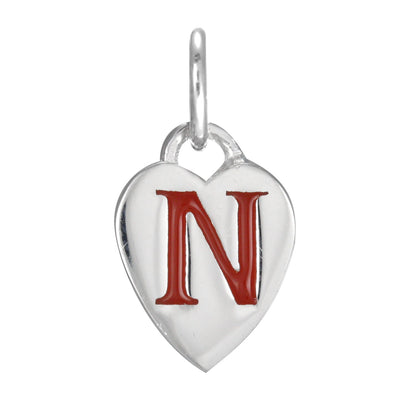 Sterling Silver Enamel Heart Alphabet Letter A Charm