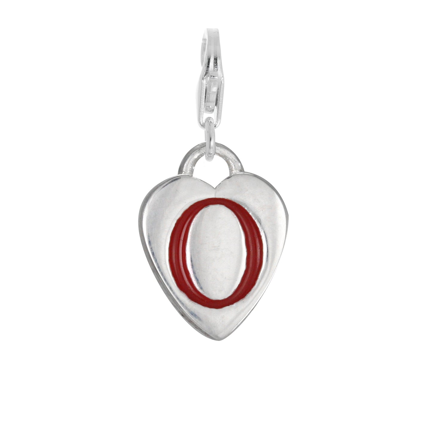 Sterling Silver Enamel Heart Alphabet Letter A - Z Charm on Clip