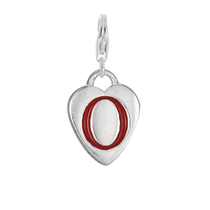 Sterling Silver Enamel Heart Alphabet Letter A - Z Charm on Clip