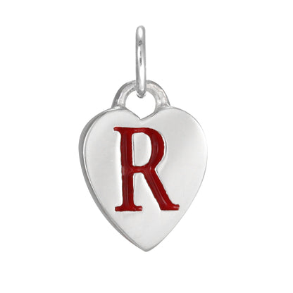Sterling Silver Enamel Heart Alphabet Letter A Charm