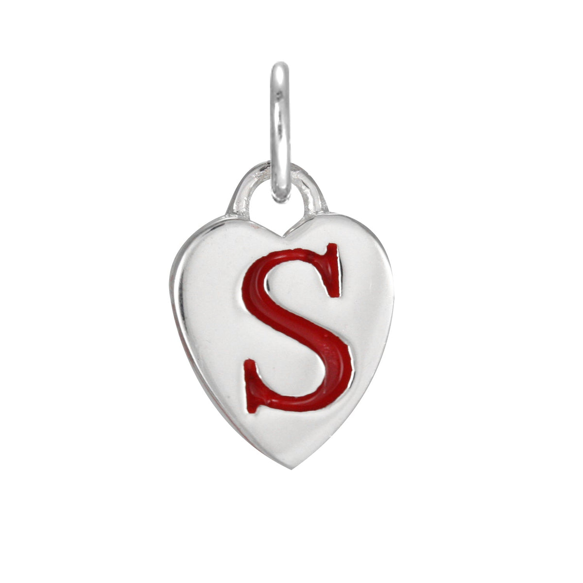 Sterling Silver Enamel Heart Alphabet Letter A Charm