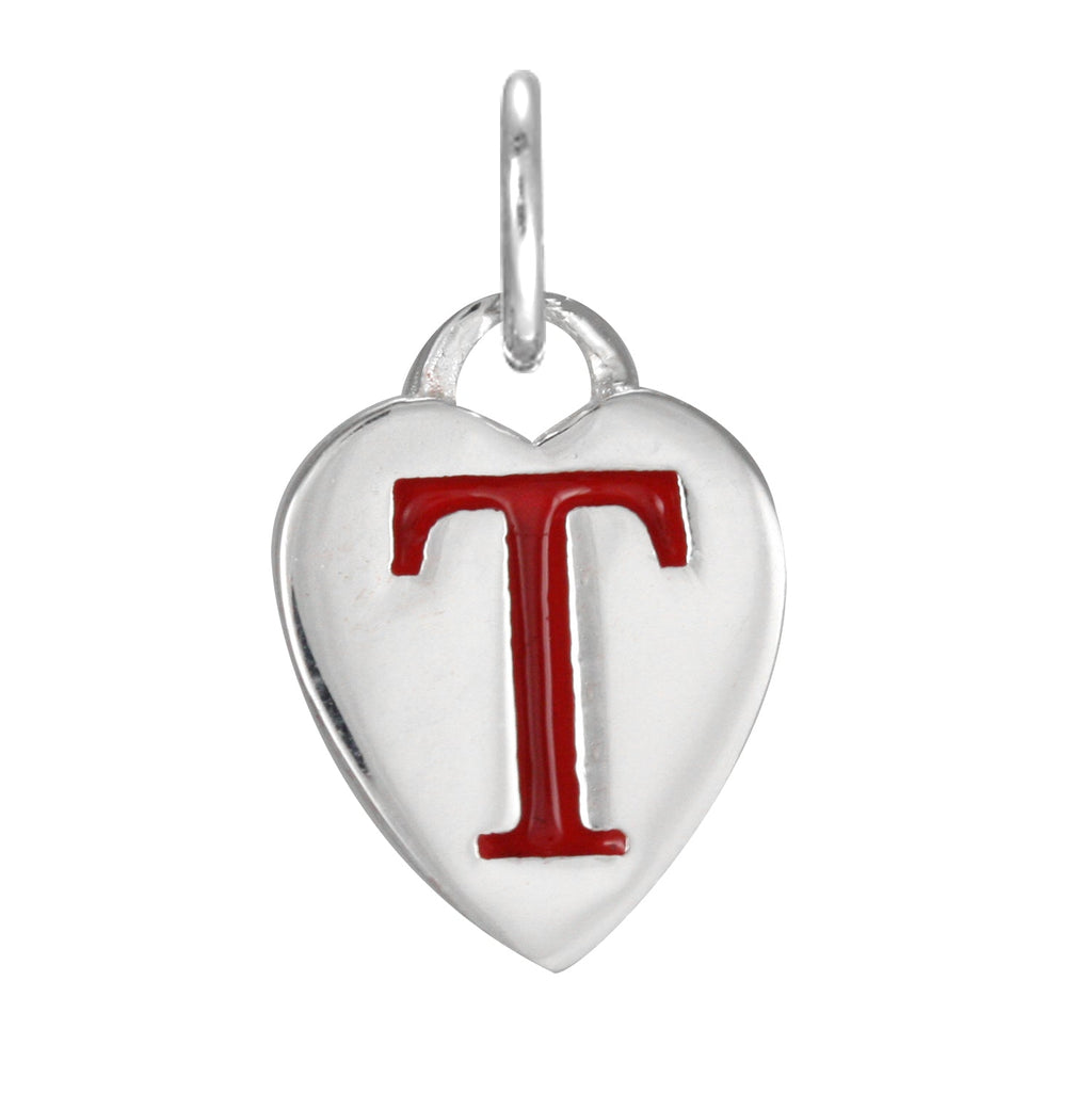 Sterling Silver Enamel Heart Alphabet Letter A Charm