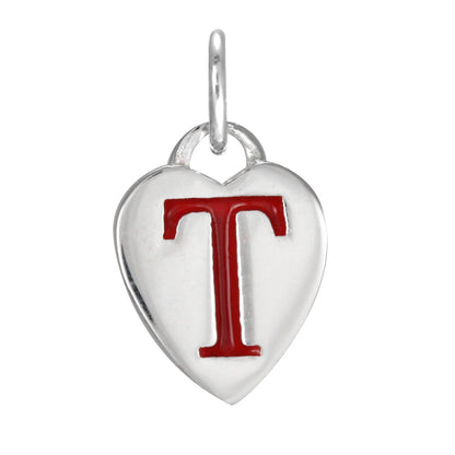 Sterling Silver Enamel Heart Alphabet Letter A Charm