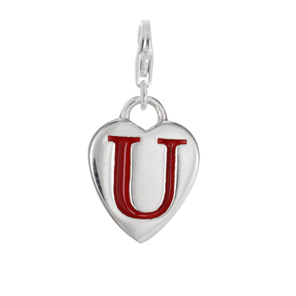 Sterling Silver Enamel Heart Alphabet Letter A - Z Charm on Clip