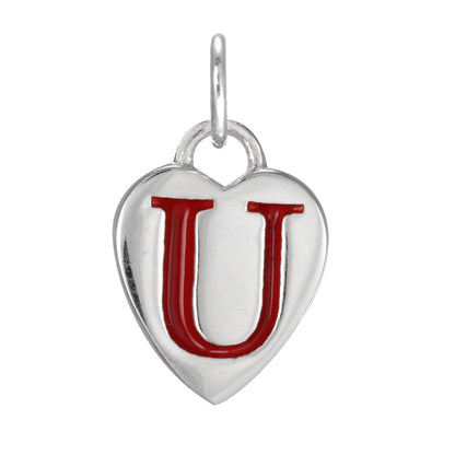 Sterling Silver Enamel Heart Alphabet Letter A Charm