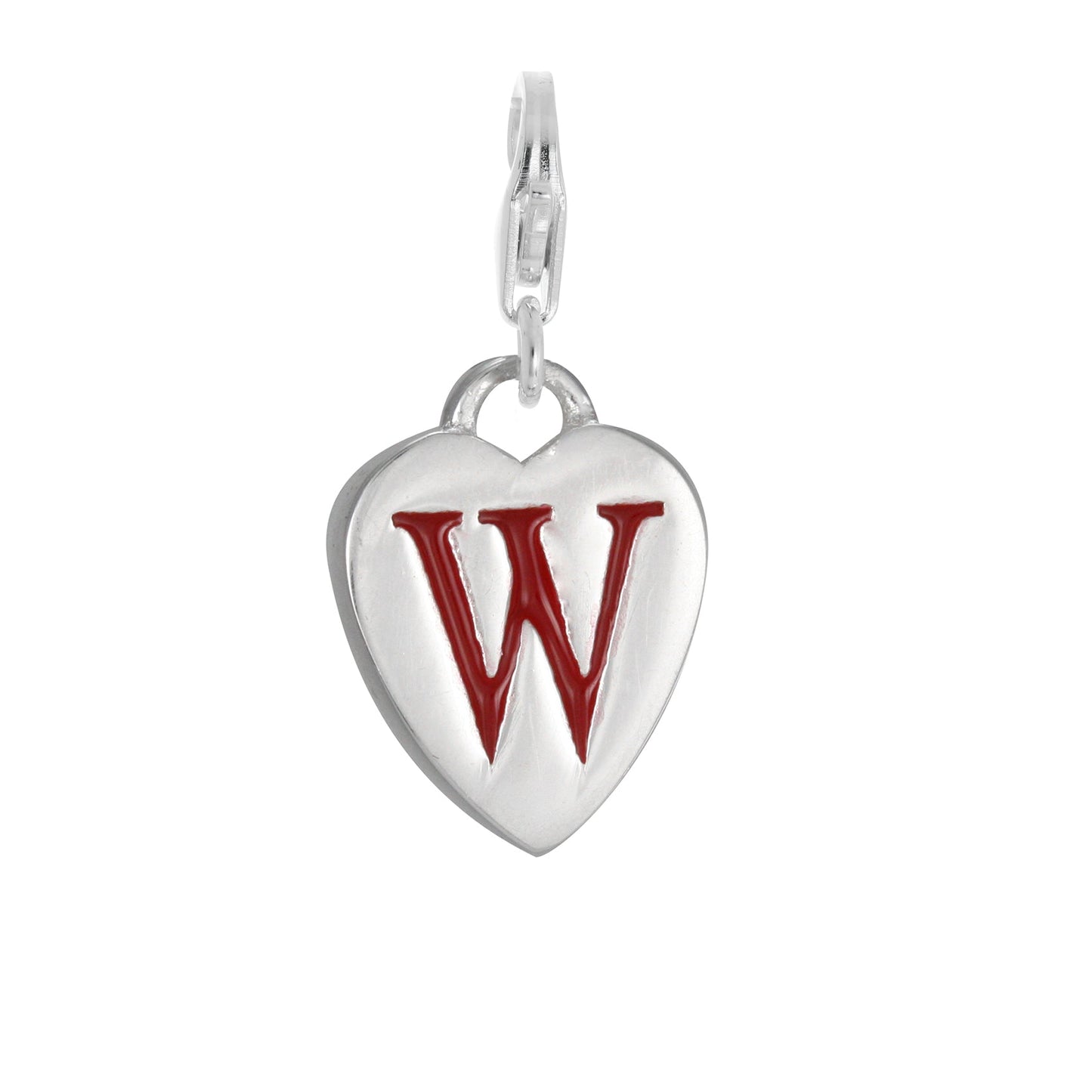 Sterling Silver Enamel Heart Alphabet Letter A - Z Charm on Clip