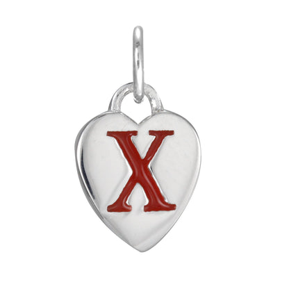Sterling Silver Enamel Heart Alphabet Letter A Charm
