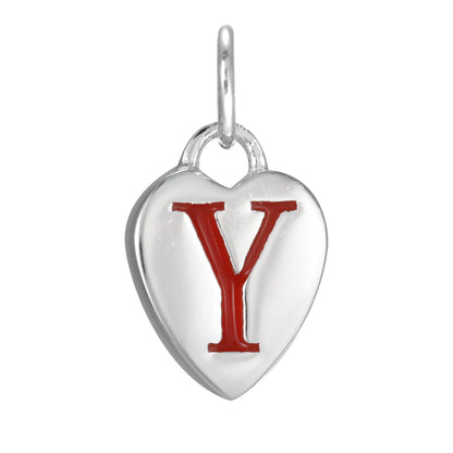 Sterling Silver Enamel Heart Alphabet Letter A Charm