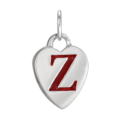 Sterling Silver Enamel Heart Alphabet Letter A Charm