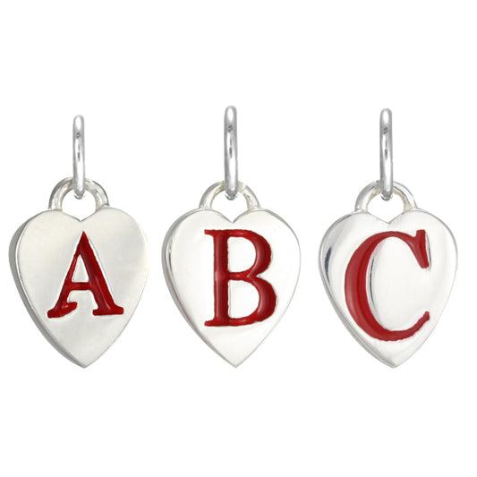 Sterling Silver Enamel Heart Alphabet Letter A Charm