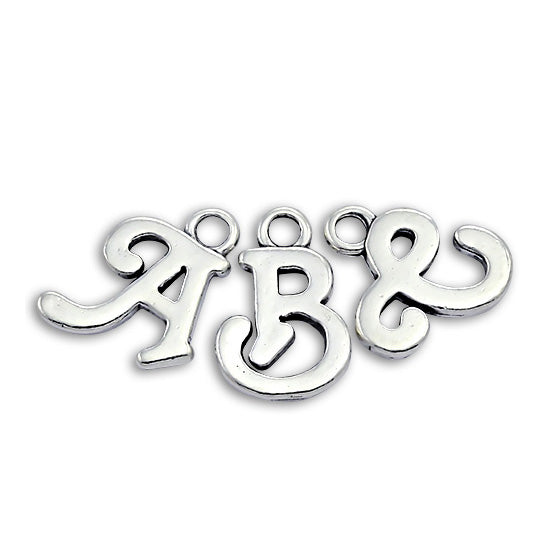 Sterling Silver Script Alphabet Letter Charms A - Z
