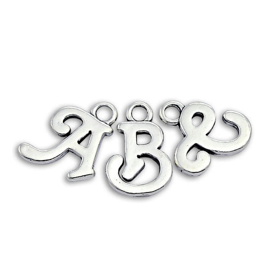 Sterling Silver Script Alphabet Letter Charms A - Z