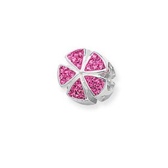 Sterling Silver & Pink Segments Bead