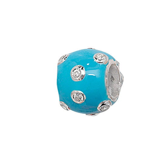 Sterling Silver Blue Scattered Crystal Bead