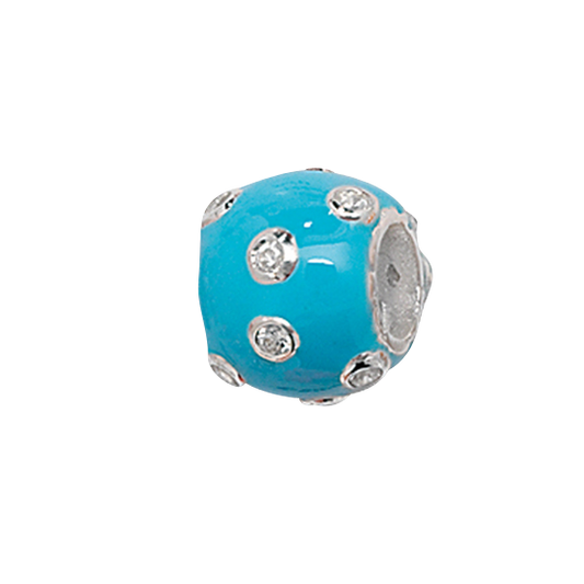 Sterling Silver Blue Scattered Crystal Bead