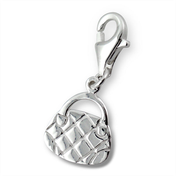 Sterling Silver Fashion Handbag Clip on Charm