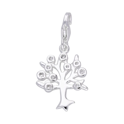 Sterling Silver & Crystal Family Tree Clip on Charm