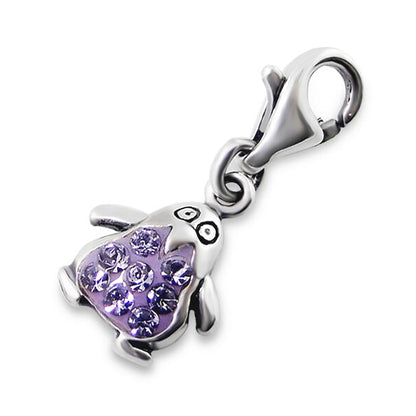 Sterling Silver & Crystal Penguin Clip on Charm