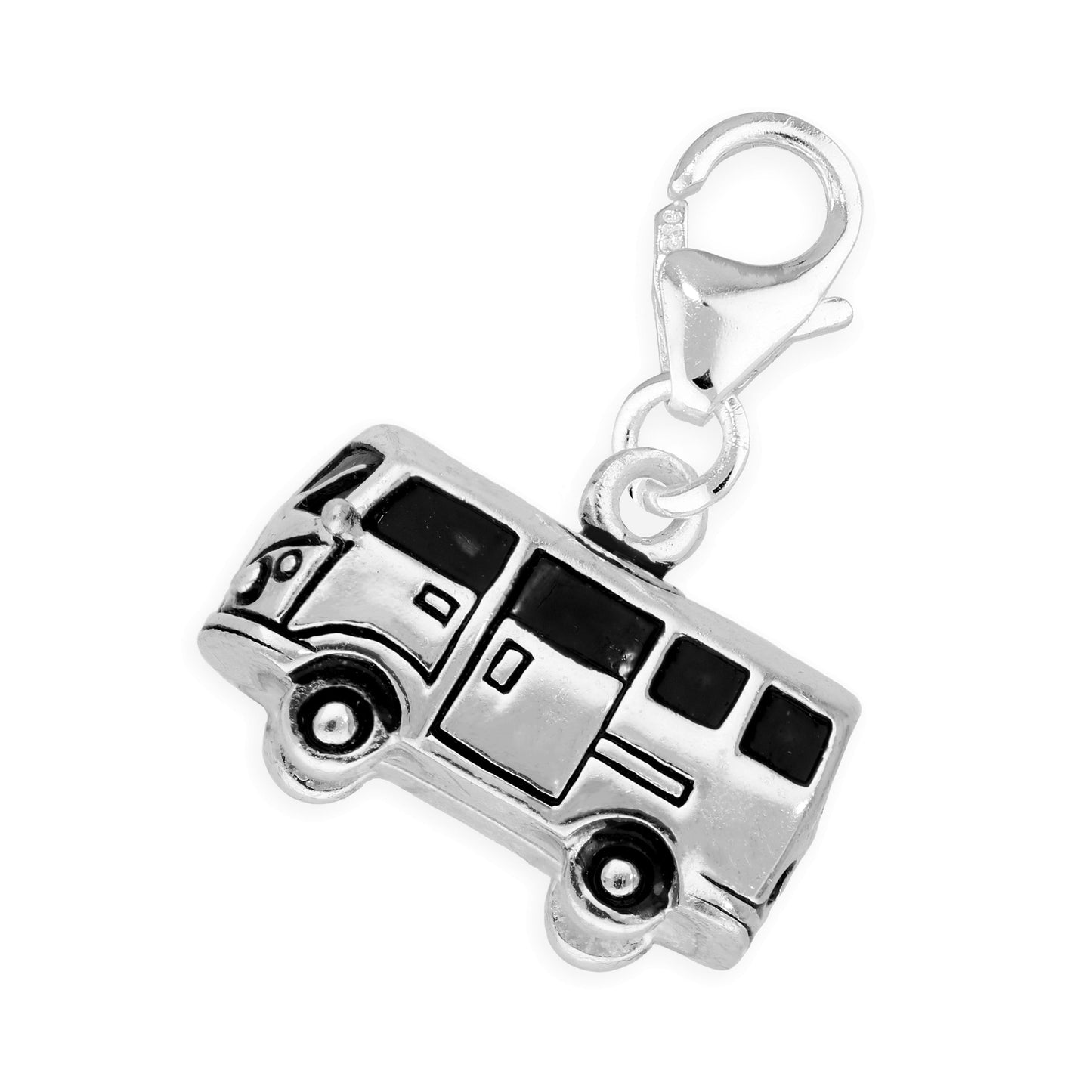Sterling Silver Retro Campervan Clip on Charm