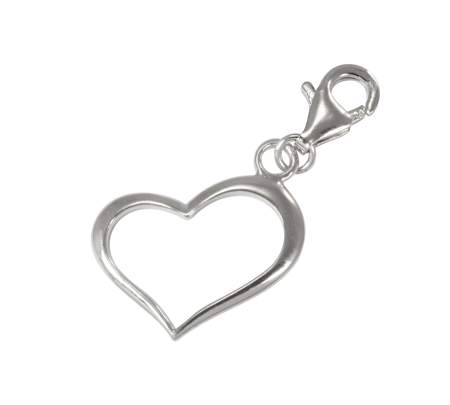 Sterling Silver Open Heart Clip on Charm