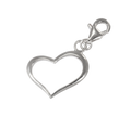 Sterling Silver Open Heart Clip on Charm