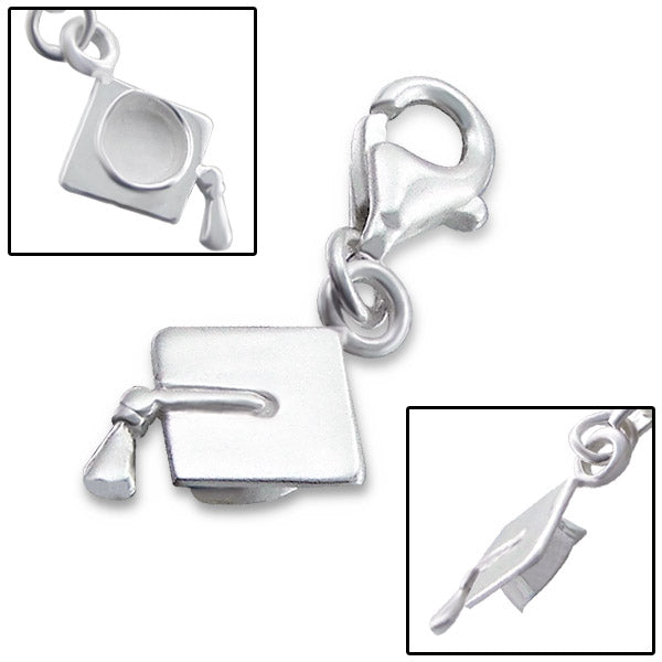 Sterling Silver Clip on Mortarboard Charm