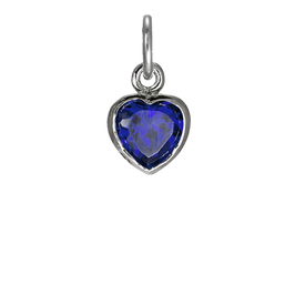 Sterling Silver Sapphire Crystal Heart Charm