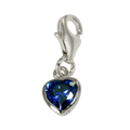 Sterling Silver Heart Crystal Clip on Charm