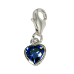 Sterling Silver Heart Crystal Clip on Charm