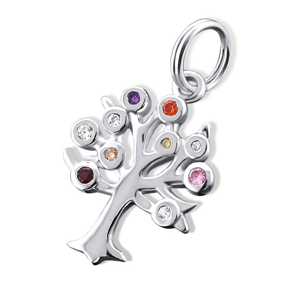 Sterling Silver and Bright Crystals Family Tree Charm