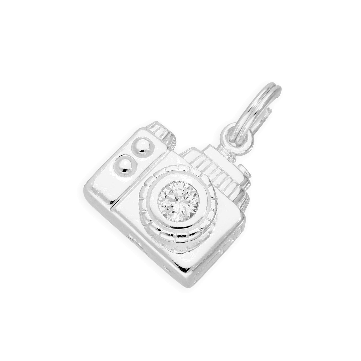 Sterling Silver and Crystal Funky Retro Camera Charm