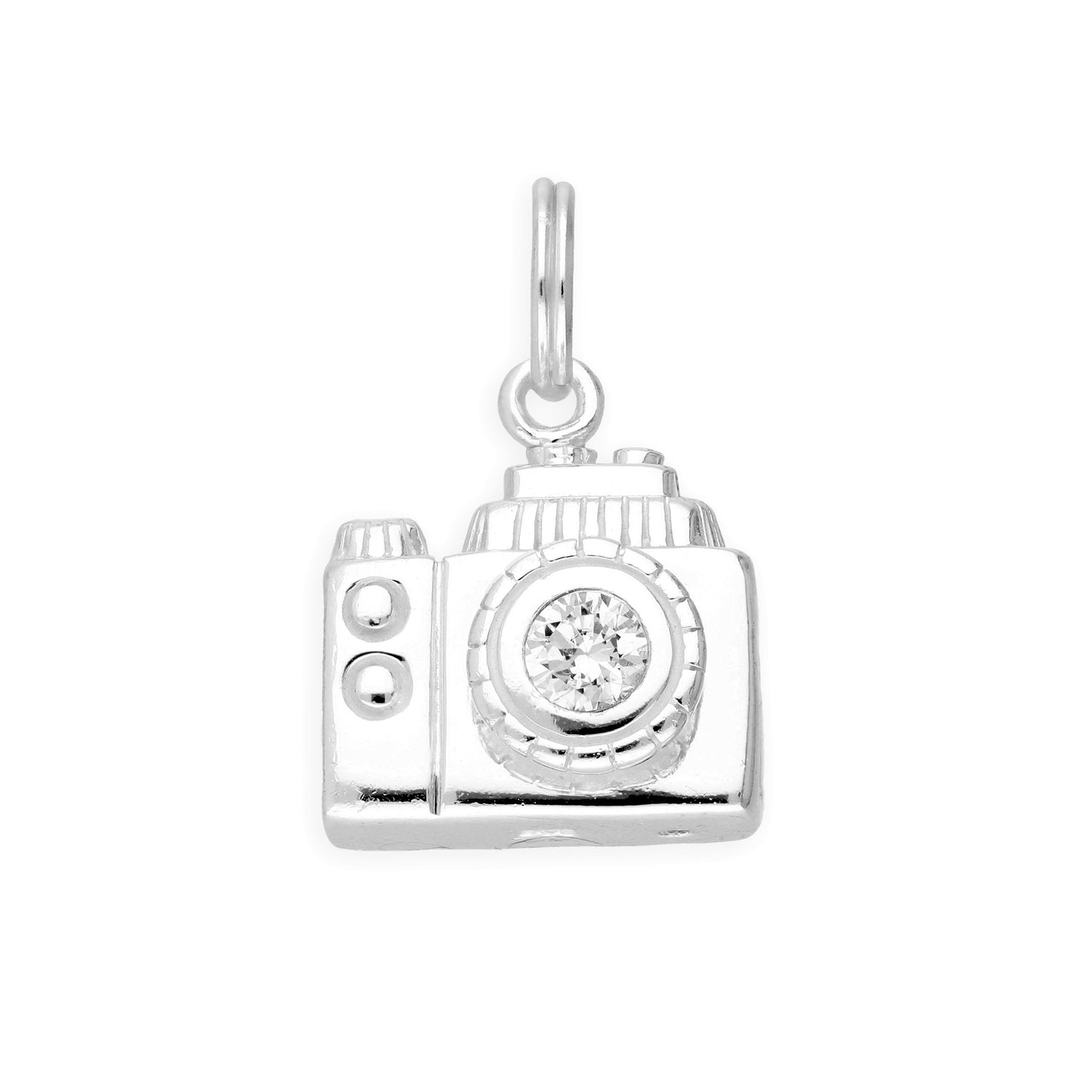 Sterling Silver and Crystal Funky Retro Camera Charm