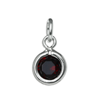 Sterling Silver & Garnet 5mm Round CZ Crystal January Birthstone Charm