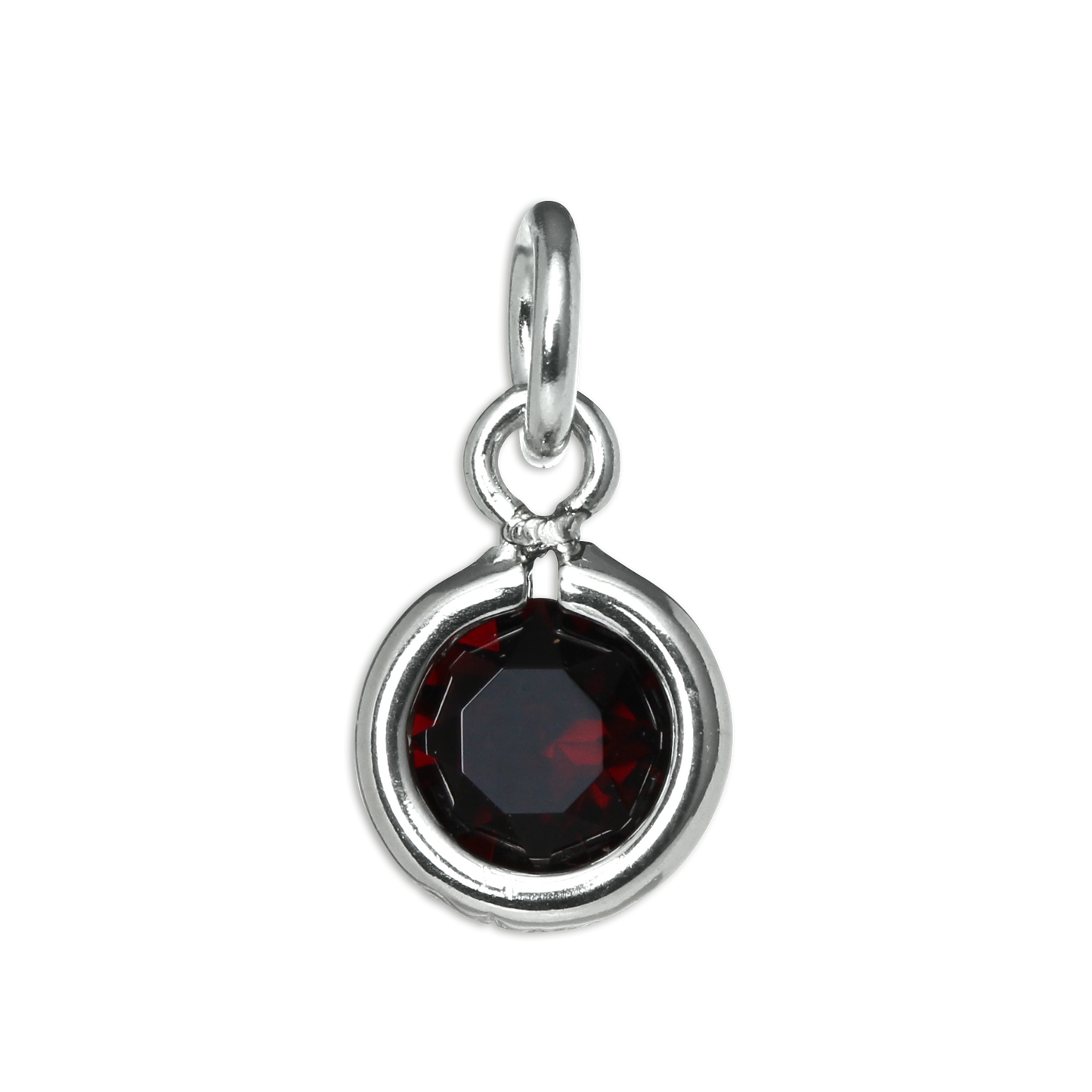 Sterling Silver & Garnet 5mm Round CZ Crystal January Birthstone Charm
