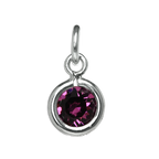Sterling Silver & Amethyst 5mm Round CZ Crystal February Birthstone Charm