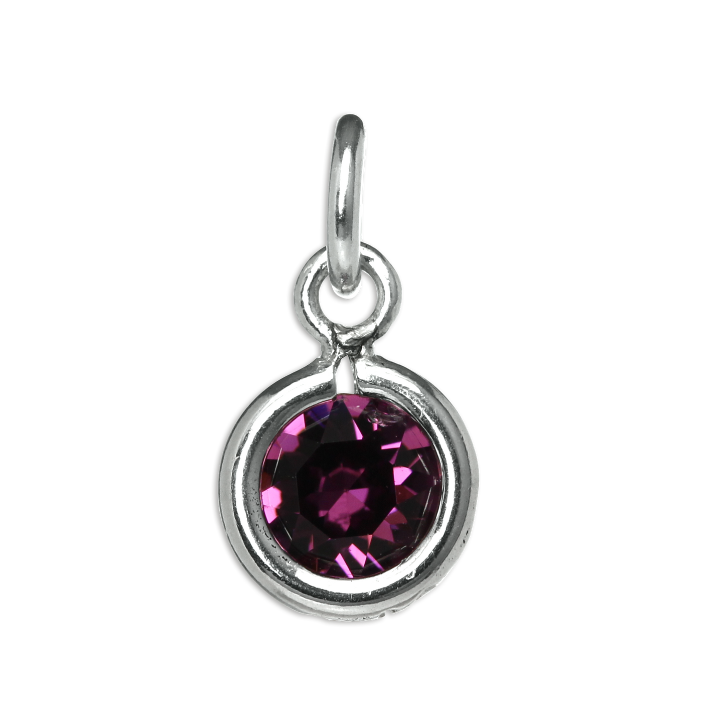 Sterling Silver & Amethyst 5mm Round CZ Crystal February Birthstone Charm