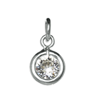 Sterling Silver & Clear 5mm Round CZ Crystal April Birthstone Charm