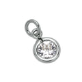 Sterling Silver & Clear 5mm Round CZ Crystal April Birthstone Charm