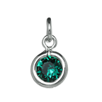 Sterling Silver & Emerald 5mm Round CZ Crystal May Birthstone Charm