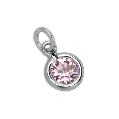 Sterling Silver & Alexandrite 5mm Round CZ Crystal June Birthstone Charm