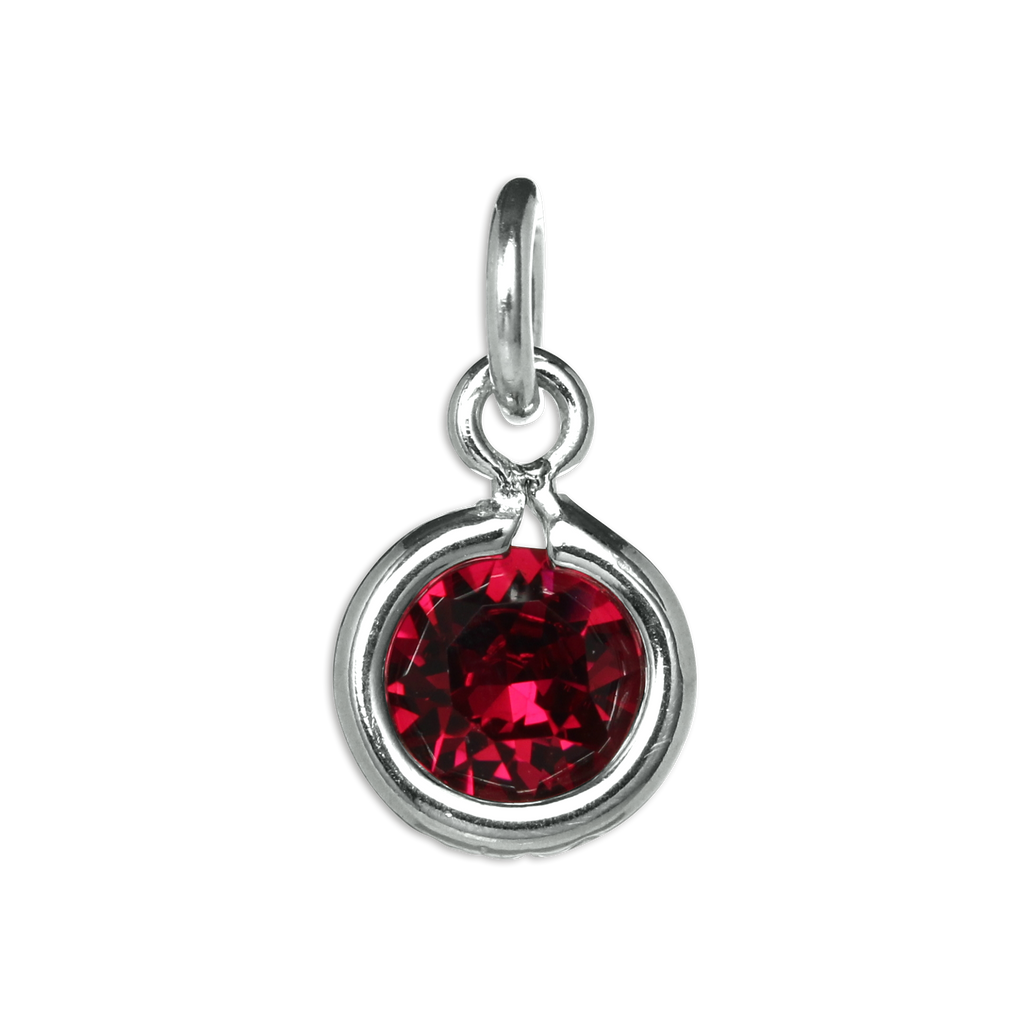 Sterling Silver & Ruby 5mm Round CZ Crystal July Birthstone Charm