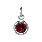 Sterling Silver & Ruby 5mm Round CZ Crystal July Birthstone Charm